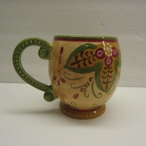 Pier 1 Imports: Hand-Painted Whimsical Juliana Earthenware Coffee Tea‎ Mug Cup